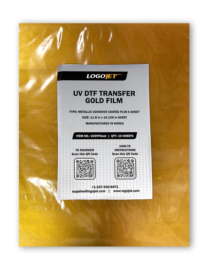 UV Transfer Film A Sheet - Gold (10 Pk) | LogoJET Inc.