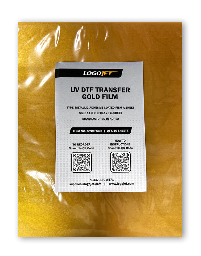 UV Transfer Film A Sheet - Gold (10 Pk) – LogoJET Inc.